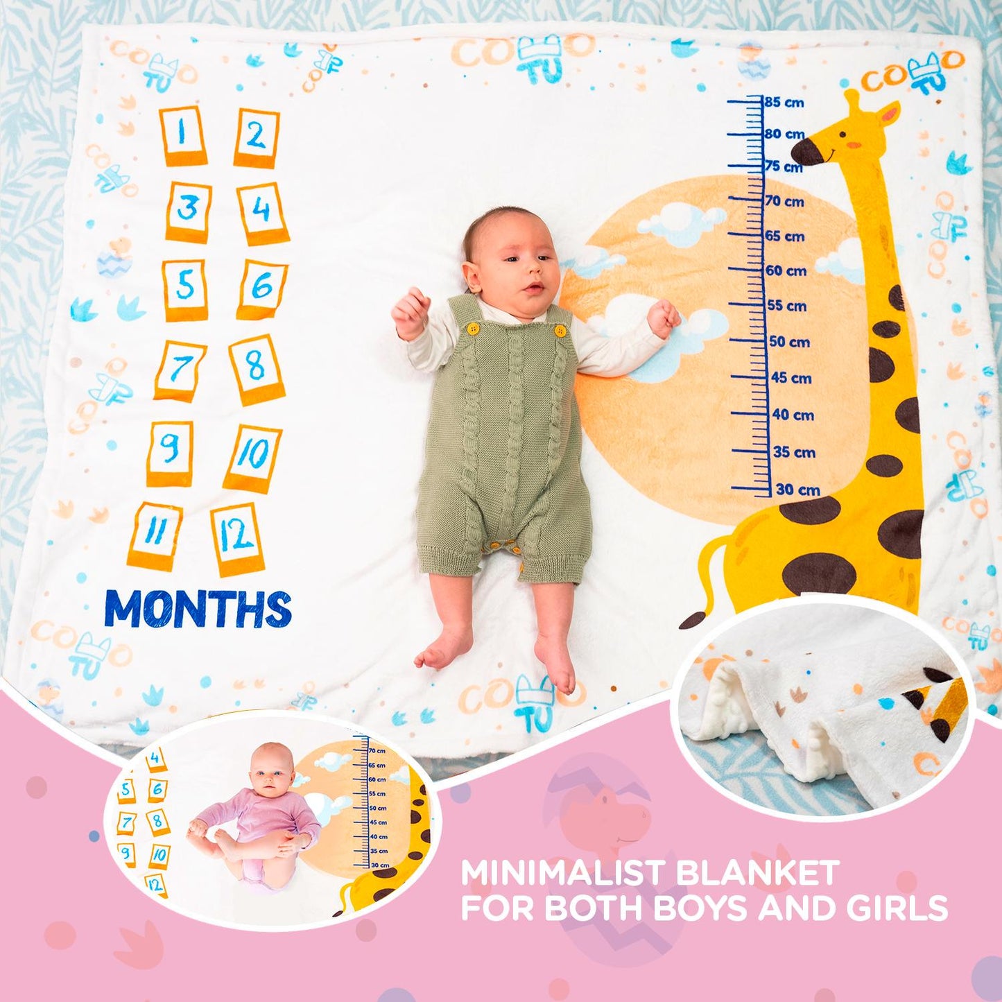 Giraffe edition growth blanket personalized