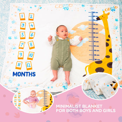 Giraffe edition growth blanket personalized